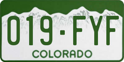 CO license plate 019FYF