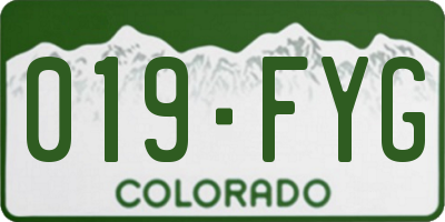CO license plate 019FYG