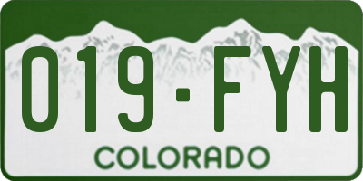 CO license plate 019FYH
