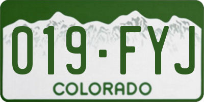 CO license plate 019FYJ