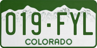 CO license plate 019FYL