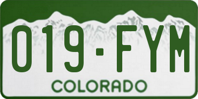 CO license plate 019FYM