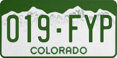 CO license plate 019FYP