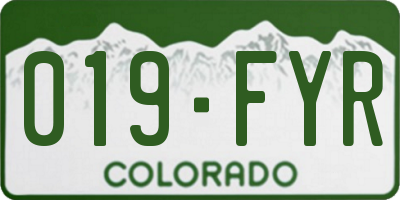 CO license plate 019FYR