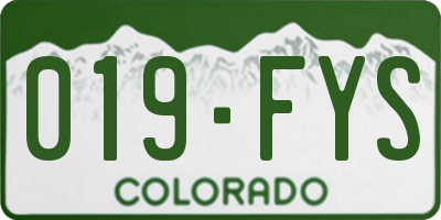 CO license plate 019FYS