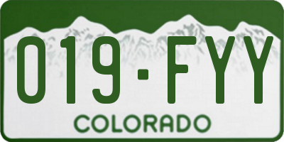 CO license plate 019FYY