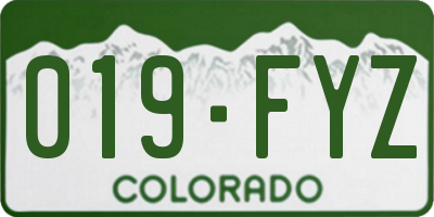 CO license plate 019FYZ
