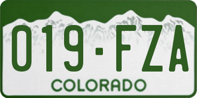 CO license plate 019FZA