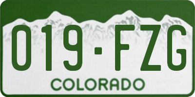 CO license plate 019FZG
