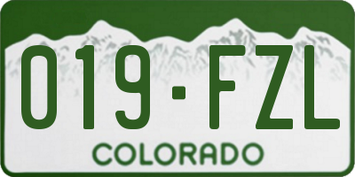 CO license plate 019FZL