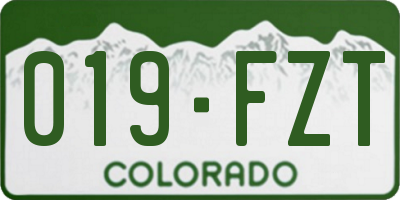CO license plate 019FZT