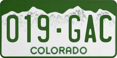 CO license plate 019GAC