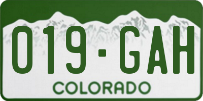 CO license plate 019GAH