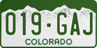 CO license plate 019GAJ