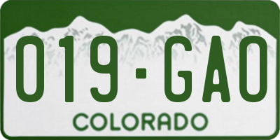CO license plate 019GAO