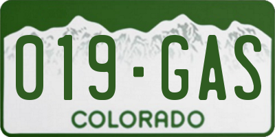CO license plate 019GAS