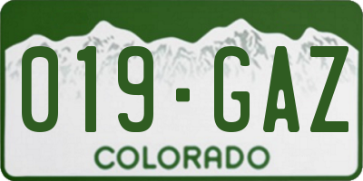 CO license plate 019GAZ