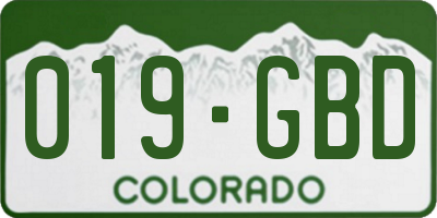 CO license plate 019GBD