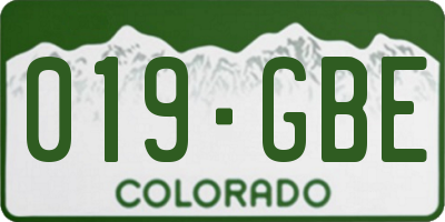 CO license plate 019GBE