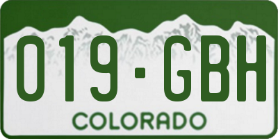 CO license plate 019GBH