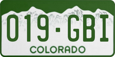 CO license plate 019GBI