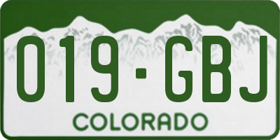 CO license plate 019GBJ