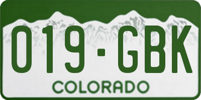 CO license plate 019GBK