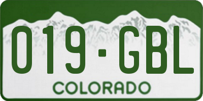 CO license plate 019GBL