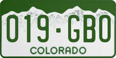 CO license plate 019GBO