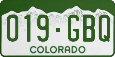 CO license plate 019GBQ