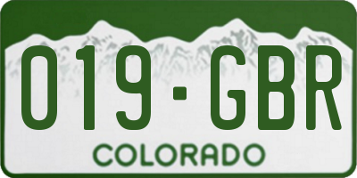 CO license plate 019GBR