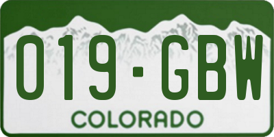 CO license plate 019GBW