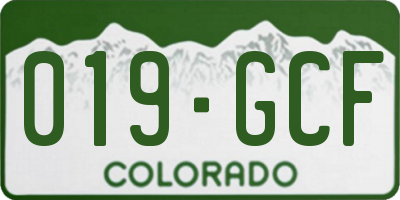 CO license plate 019GCF