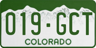 CO license plate 019GCT
