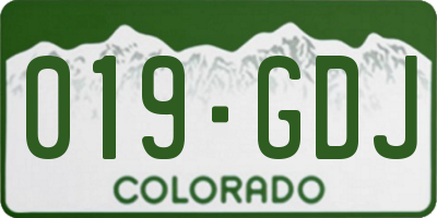 CO license plate 019GDJ