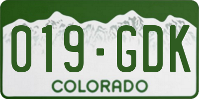CO license plate 019GDK