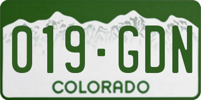 CO license plate 019GDN