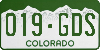 CO license plate 019GDS