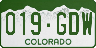 CO license plate 019GDW