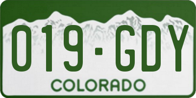 CO license plate 019GDY