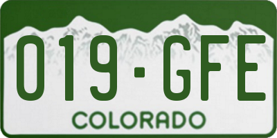 CO license plate 019GFE