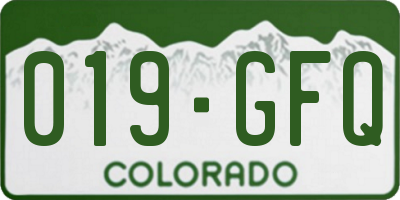 CO license plate 019GFQ