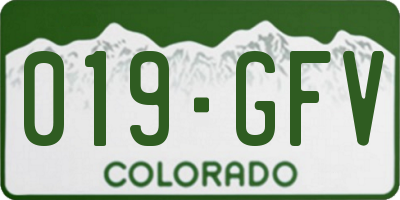 CO license plate 019GFV