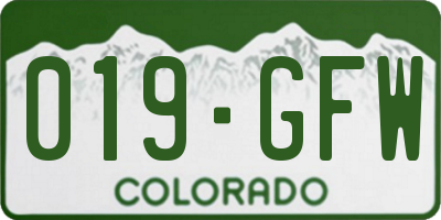 CO license plate 019GFW