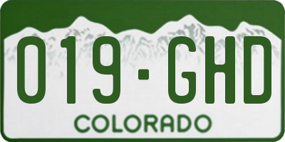 CO license plate 019GHD