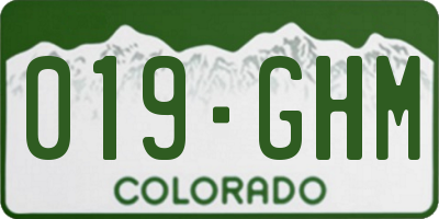 CO license plate 019GHM