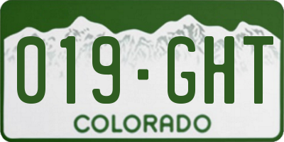 CO license plate 019GHT