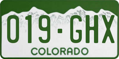 CO license plate 019GHX