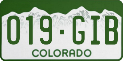 CO license plate 019GIB