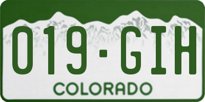 CO license plate 019GIH